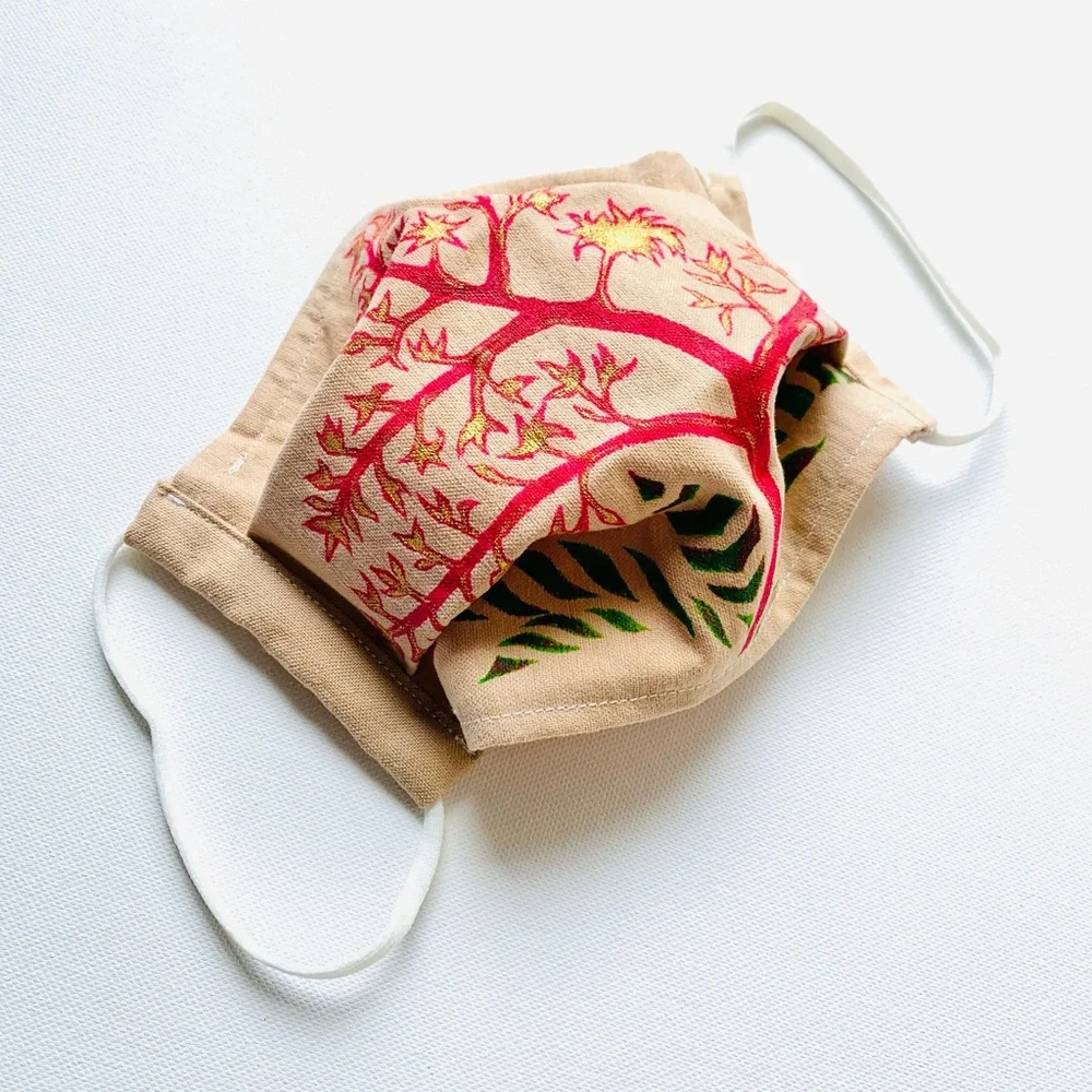 NEW Handmade Painted Dyed 3D Mango Plant Print 3D Face Mask